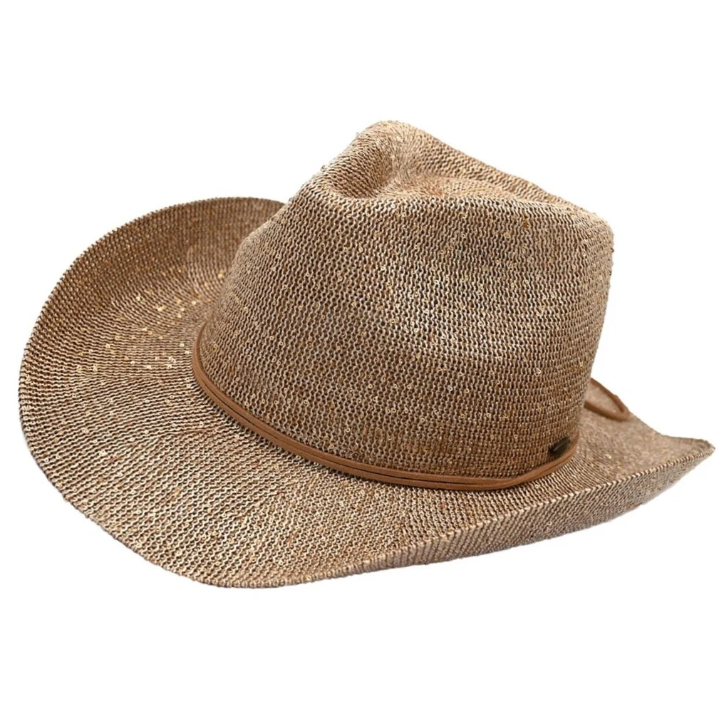 Fashion City Tan Sequin Cowboy Hat