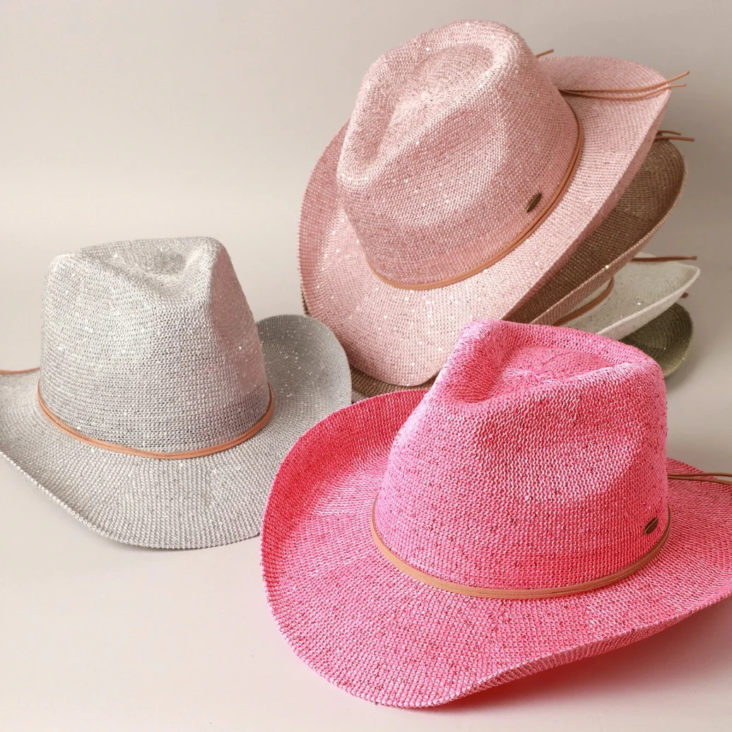 Fashion City Hot Pink Sequin Cowboy Hat - Image 3