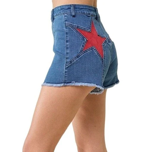 Saints & Hearts Red Star Detail Women’s Shorts SIP6229C - Image 2