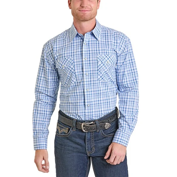 Panhandle Slim Light Plaid Men's Western Snap SMN2S07400