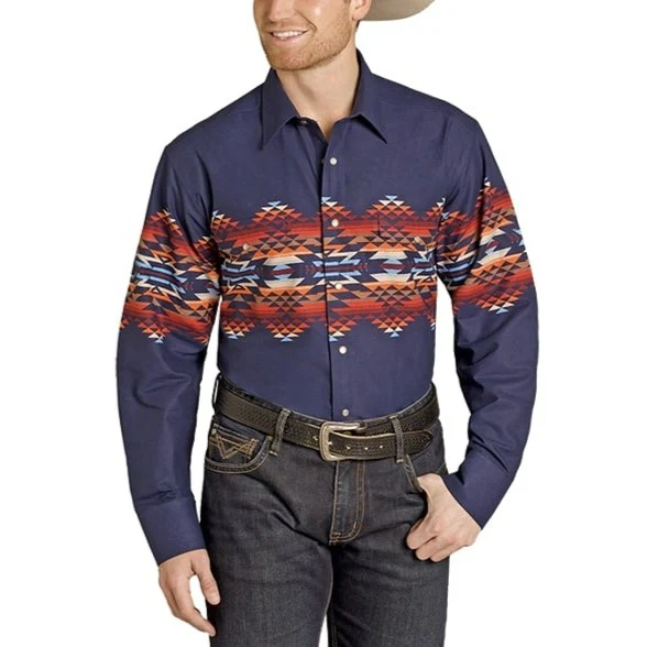 Rock & Roll Aztec Border Men's Western Snap SMN2S07679