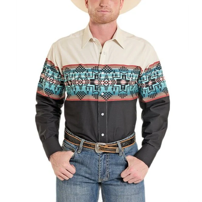 Rock & Roll Aztec Borders Men's Western Snap SMN2S08294