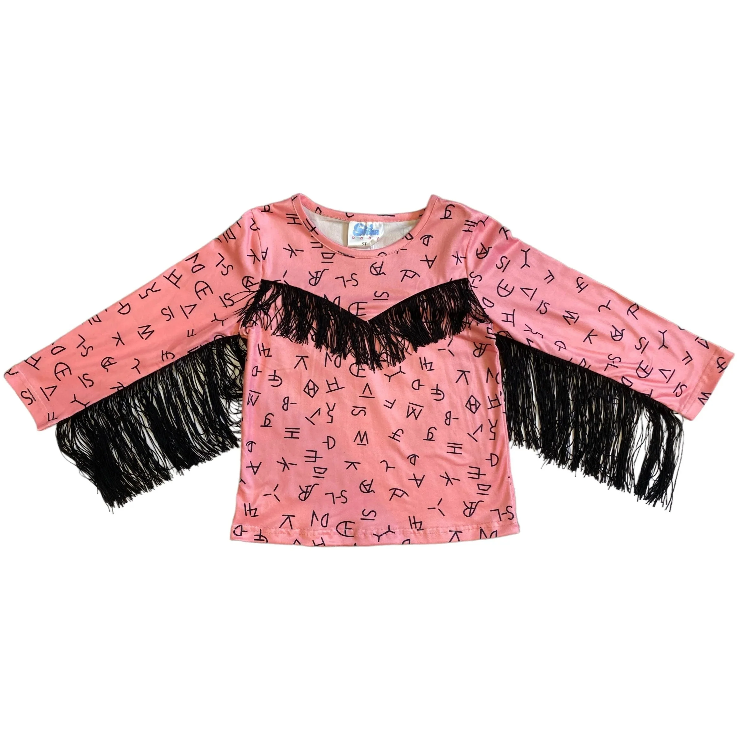Shea Baby Pink Brand Fringe Girl's Top ST23