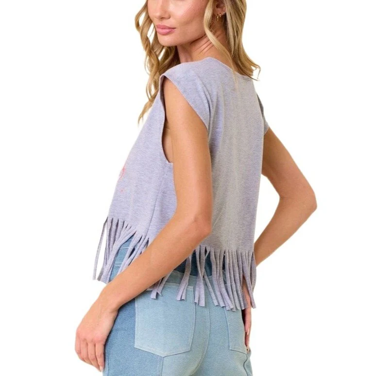 Saints & Hearts Fringed Graphic Tee ST3856A - Image 2
