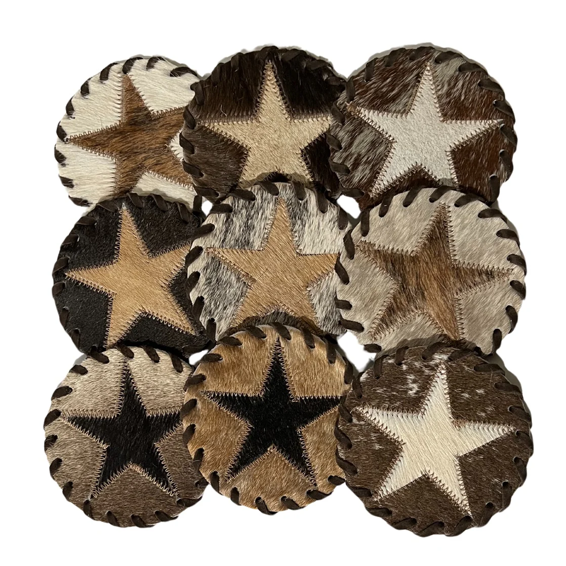Gaucho Cowhide Laced Star Coaster (1)