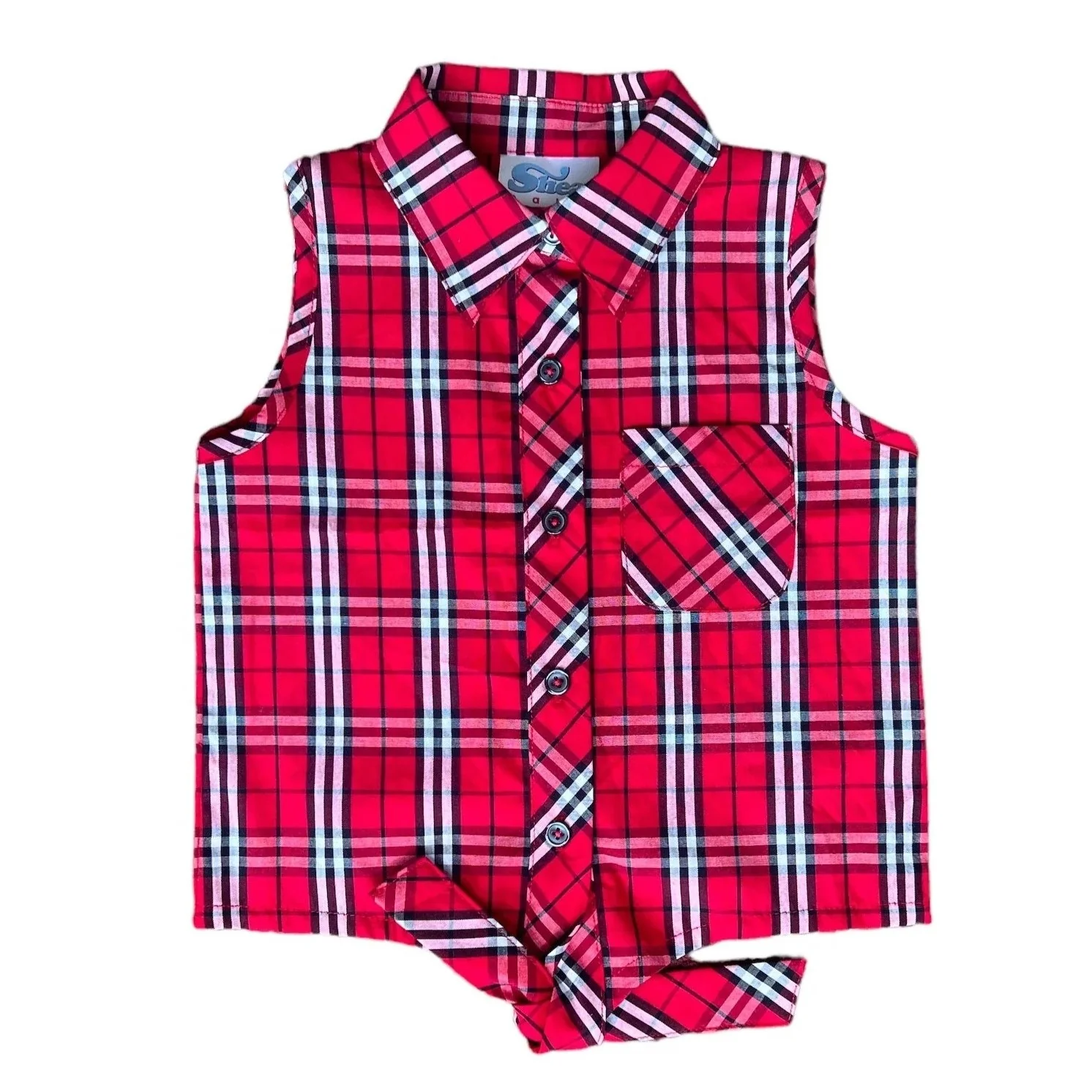 Shea Baby Tie Red Plaid Girl's Top STPL01