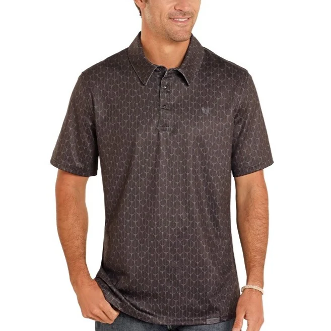 Rock & Roll Black Print Men's Polo TM51T04899