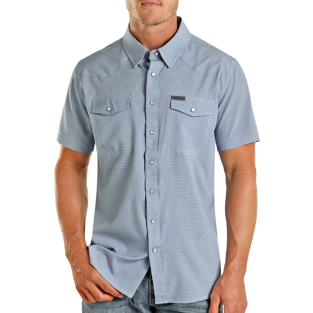 Rock & Roll Geo Blue Men's Button Up TMN3S04289