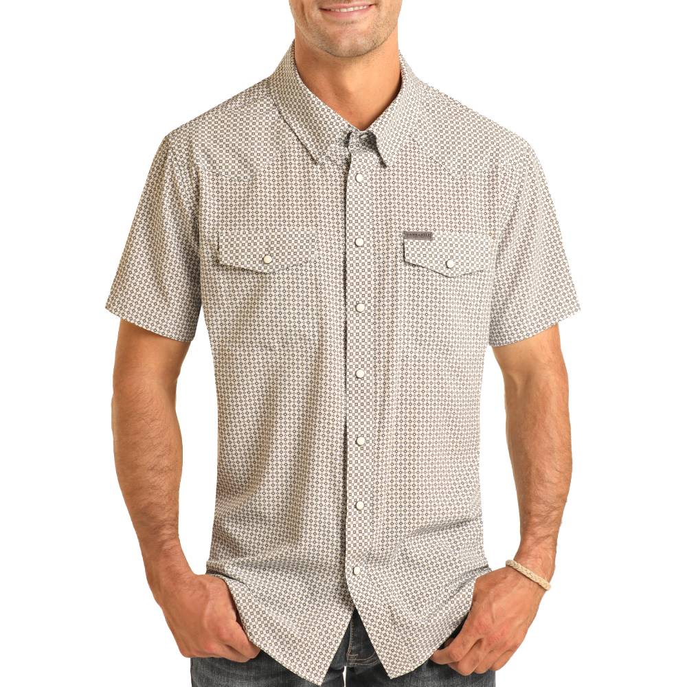 Rock & Roll Geo White Men's Button Up TMN3S04298