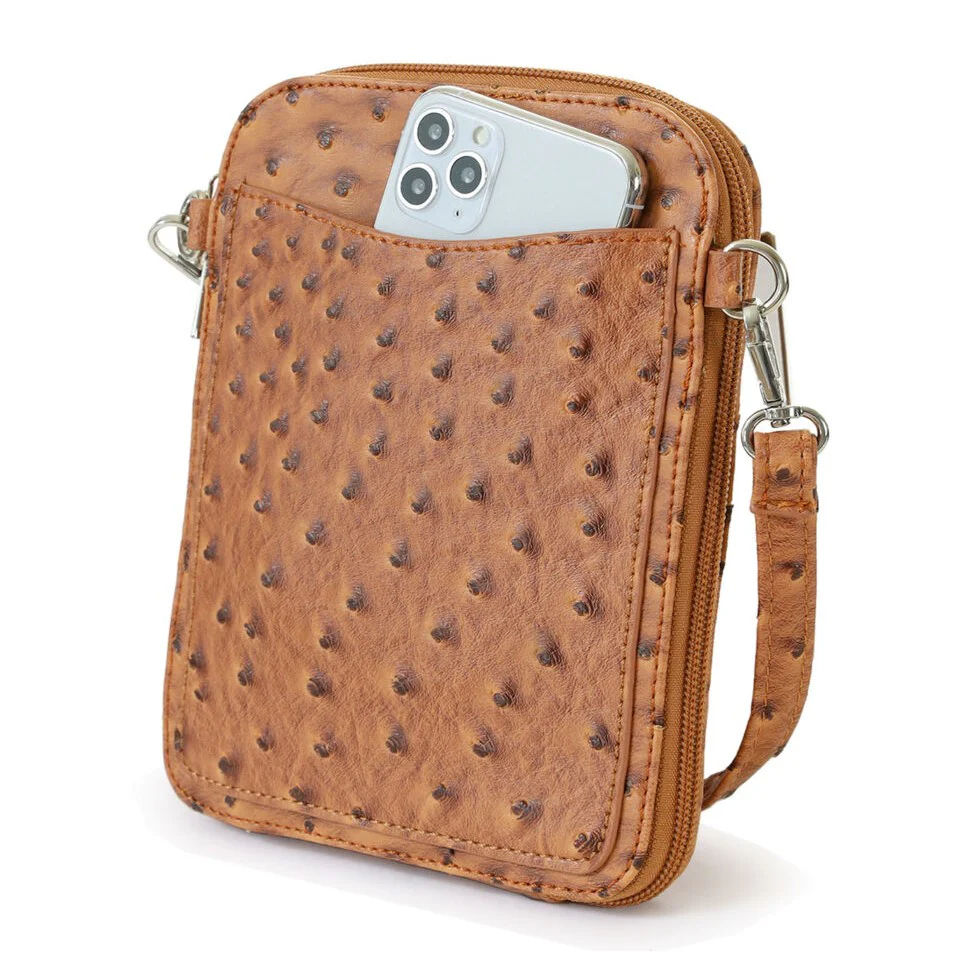 Tote22 Ostrich Print Crossbody Yellow 31219 - Image 3