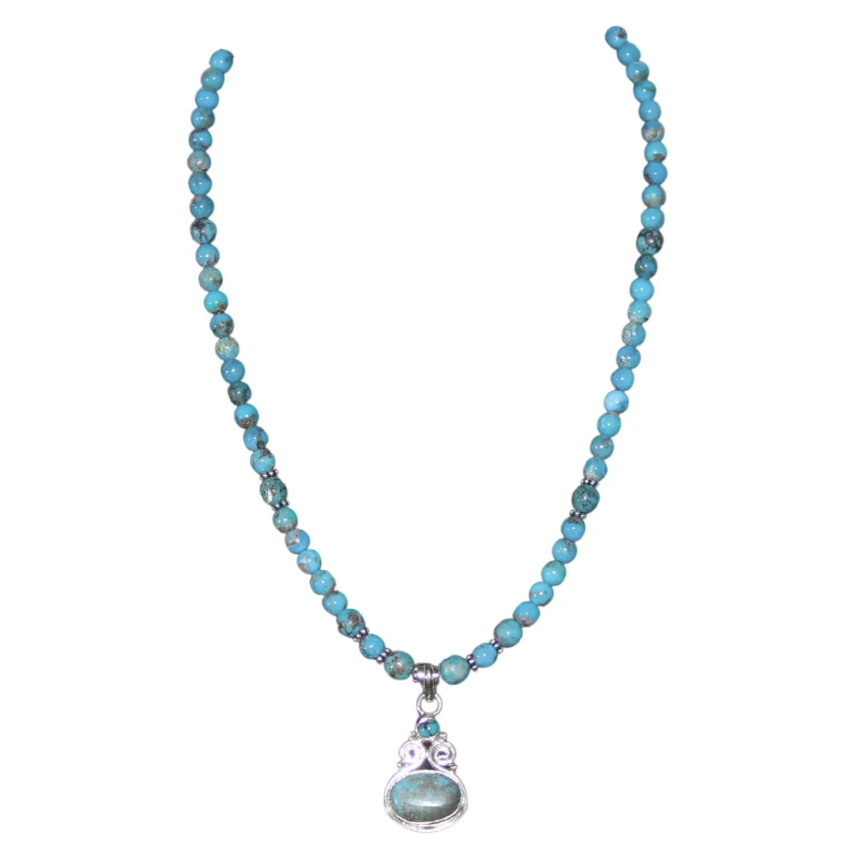 Paige Wallace Turquoise Oval Swirl Pendant Necklace
