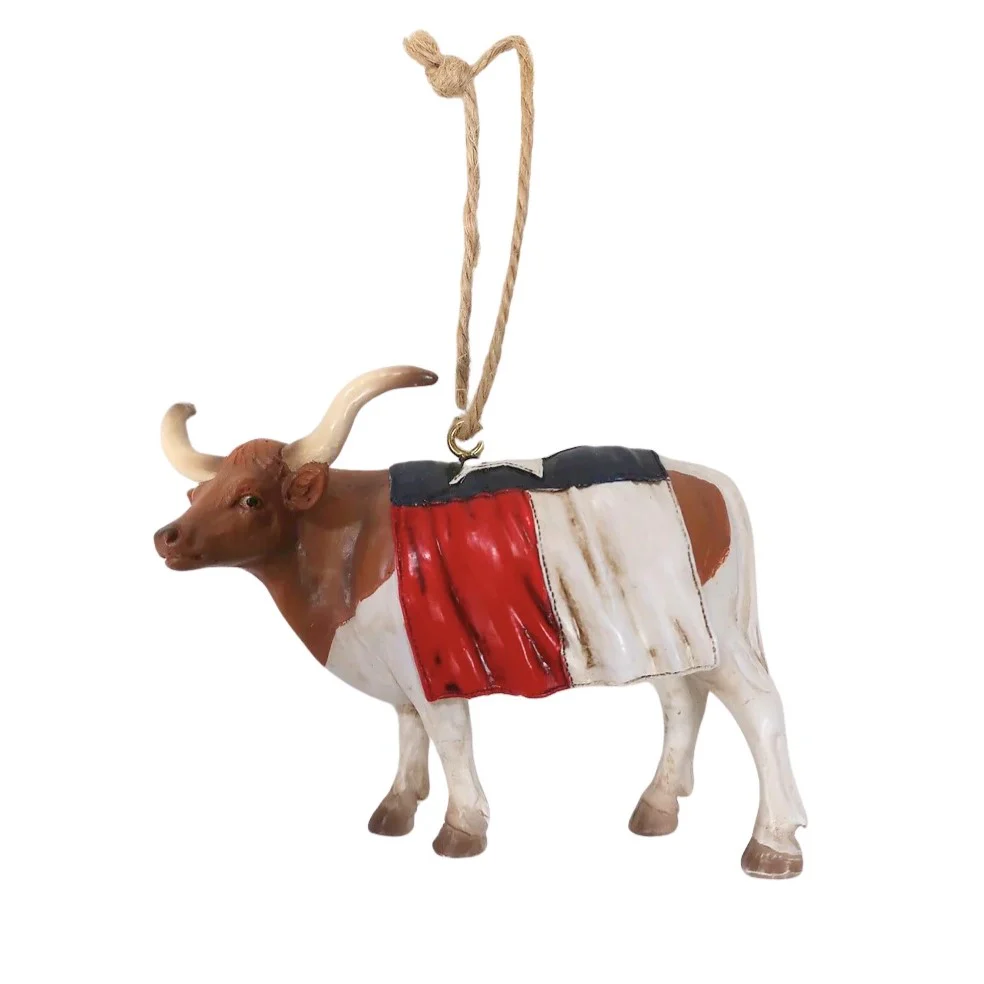 JT Texas Flag Longhorn Ornament TX80156